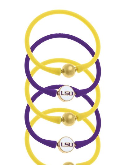 Canvas Style LSU Tigers 24K Gold Plated Bali Bracelet Stack - Set Of 5 product