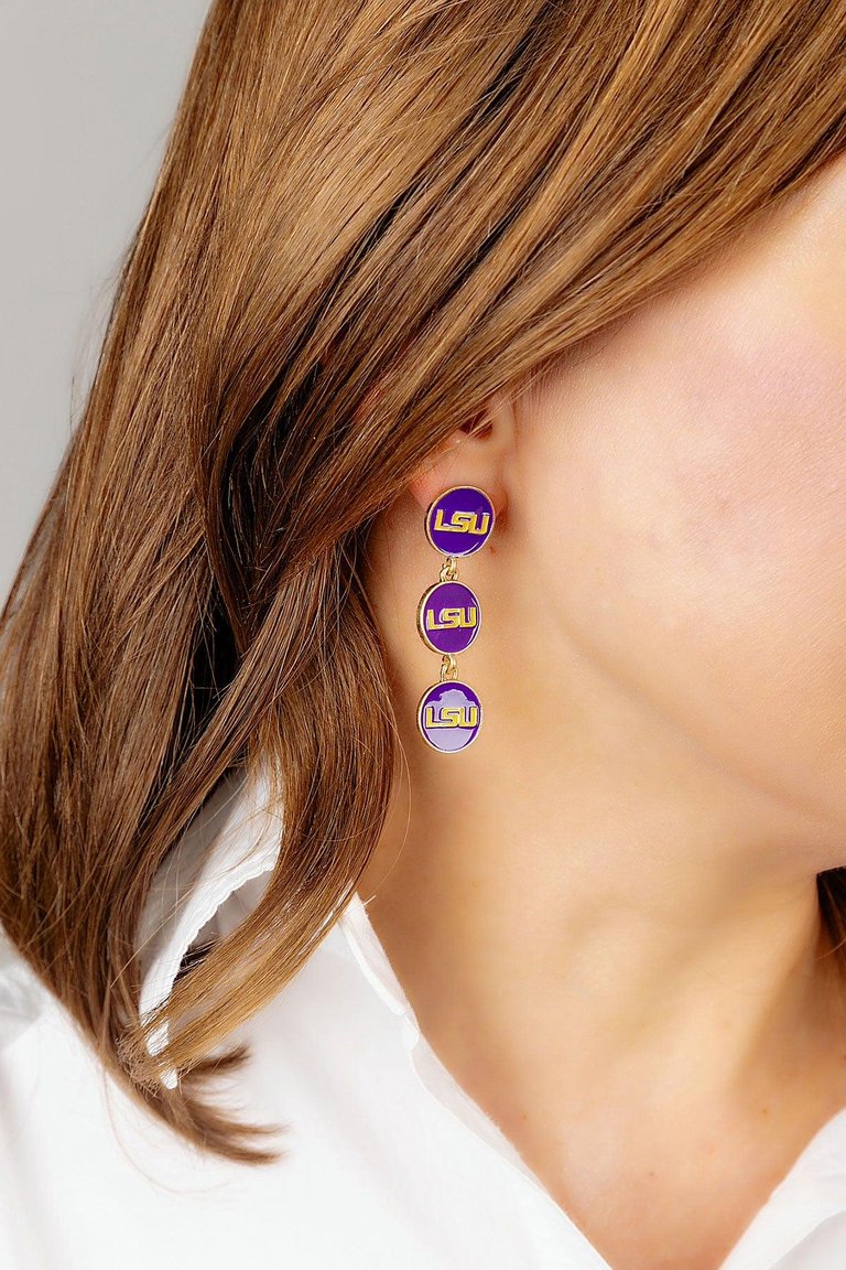 LSU Tigers Triple Drop Enamel Earrings