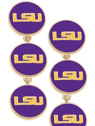 LSU Tigers Triple Drop Enamel Earrings - Purple