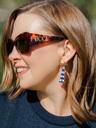 Luna Enamel Lighthouse Earrings in Navy & White