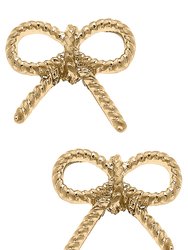 Maddie Bow Stud Earrings in Worn Gold - Gold