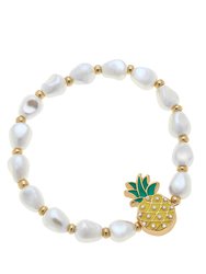 Madeleine Pearl & Pineapple Children's Bracelet In Yellow - Yellow