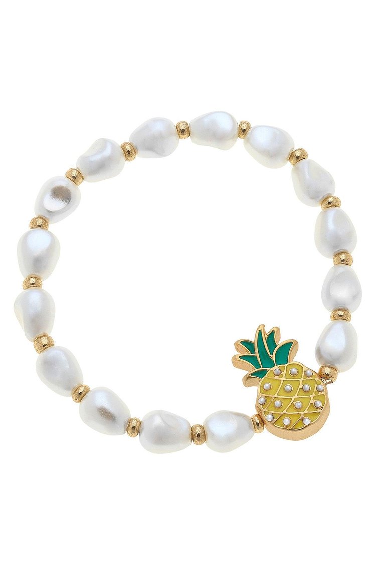 Madeleine Pearl & Pineapple Children's Bracelet In Yellow - Yellow