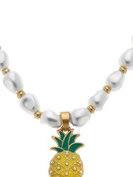 Madeleine Pearl & Pineapple Children's Necklace In Yellow - Yellow