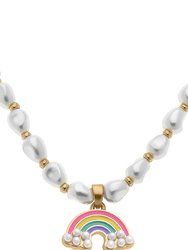 Madeleine Pearl & Rainbow Children's Necklace In Multi - Multi