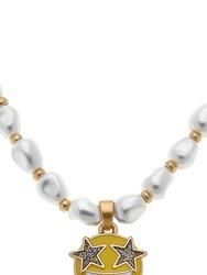 Madeleine Pearl & Smiley Face Children's Necklace In Yellow - Yellow