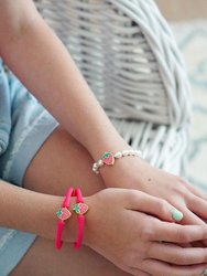 Madeleine Pearl & Strawberry Children's Bracelet In Fuchsia