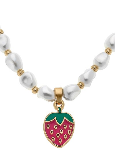 Canvas Style Madeleine Pearl & Strawberry Children's Necklace In Fuchsia product