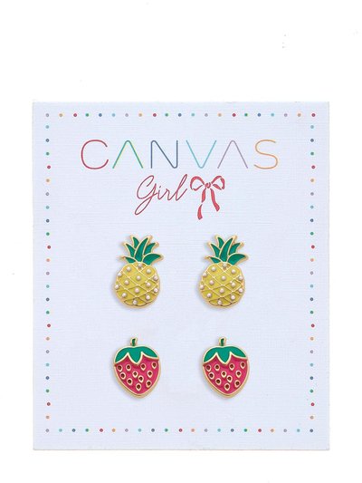 Canvas Style Madeleine Strawberry & Pineapple Children's Stud Earrings - Set Of 2 product