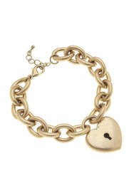 Madison Padlock Chain Bracelet in Worn Gold - Gold