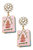 Mahjong Tile Pearl Cluster Enamel Drop Earrings - Pink