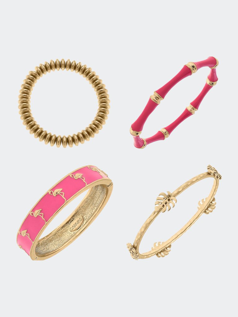 Malibu Flamingo Bangle Stack - August Stack of The Month - Pink