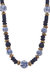 Mallory Blue & White Chinoiserie & Painted Wood Necklace in Navy - Blue