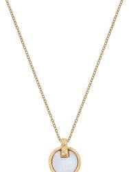 Mariana Pearl Delicate Disc Necklace In Mother Of Pearl - Worn Gold