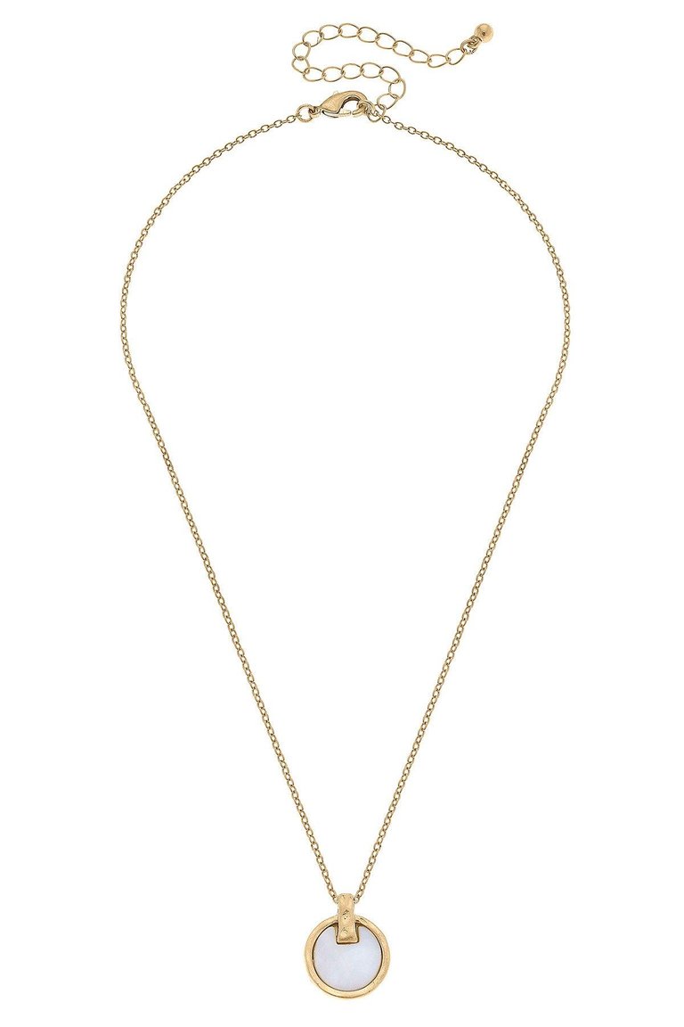 Mariana Pearl Delicate Disc Necklace In Mother Of Pearl