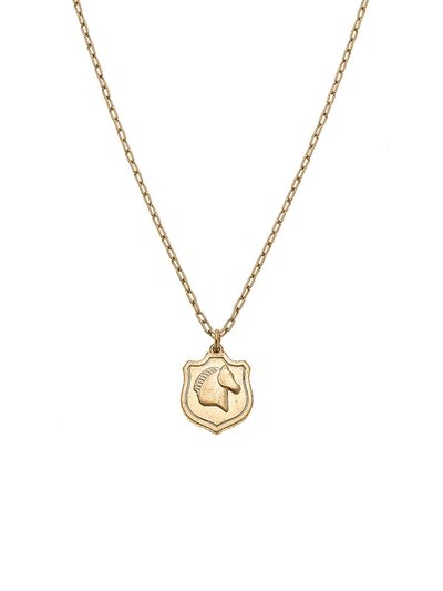 Canvas Style Marley Equestrian Charm Necklace in Worn Gold product