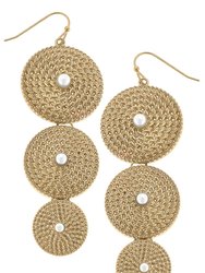 Mary Rope Coil & Pearl Drop Earrings - Worn Gold