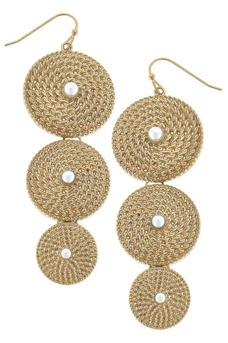 Mary Rope Coil & Pearl Drop Earrings - Worn Gold