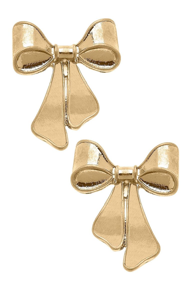 Maxwell Bow Stud Earrings - Worn Gold