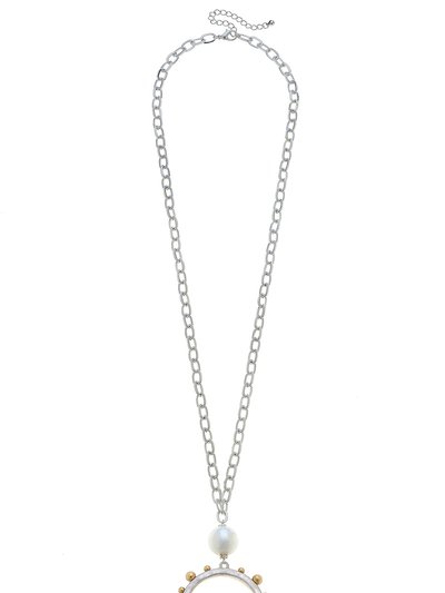 Canvas Style Melanie Long Studded Metal Circle Necklace In Two-Tone product