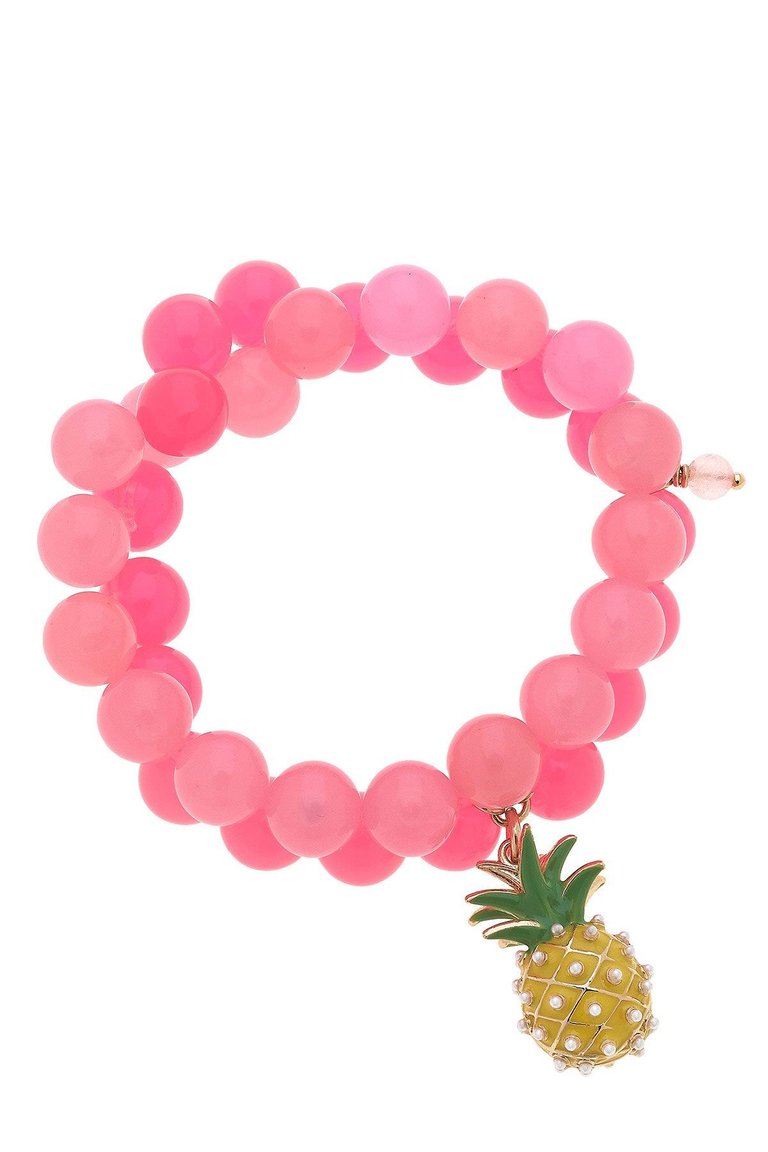 Melody Pineapple Beaded Children's Bracelet - Fuchsia & Pink