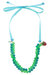 Melody Strawberry Charm Beaded Ribbon Children's Necklace - Green & Aqua