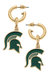 Michigan State Spartans Enamel Drop Hoop Earrings - Spartan Green