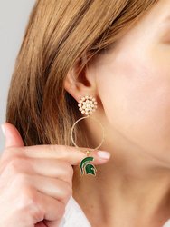 Michigan State Spartans Pearl Cluster Enamel Hoop Earrings
