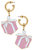 Millie Enamel Present Drop Earrings - Pink/White - Pink/White