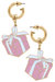 Millie Enamel Present Drop Earrings - Pink/White - Pink/White