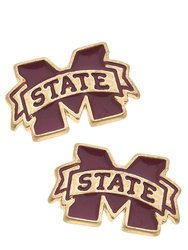 Mississippi State Bulldogs Enamel Stud Earrings - Maroon