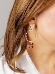 Mississippi State Bulldogs Pearl Cluster Enamel Hoop Earring