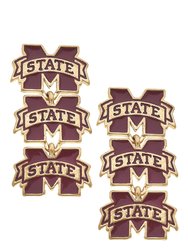 Mississippi State Bulldogs Triple Drop Enamel Earrings - Maroon