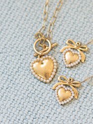 Molly Pearl Studded Heart And Bow Earrings