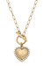 Molly Pearl Studded Heart T-Bar Necklace - Worn Gold