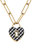 Monclér Gingham Heart Padlock Necklace - Black - Black