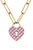 Monclér Gingham Heart Padlock Necklace in Pink - Pink