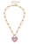 Monclér Gingham Heart Padlock Necklace in Pink