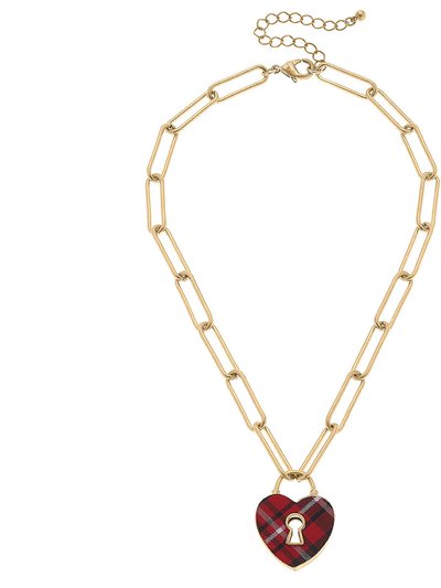 Canvas Style Monclér Tartan Heart Padlock Necklace product