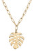 Monstera Leaf Pendant Necklace in Worn Gold - Gold
