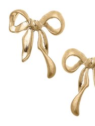 Morganne Bow Stud Earrings in Worn Gold - Worn Gold