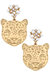 Mya Pearl & Pavé Cluster Jaguar Drop Earrings - Worn Gold