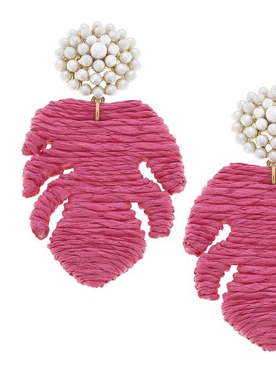 Canvas Style Natalie Raffia Palm Leaf Pearl Drop Earring In Pink product