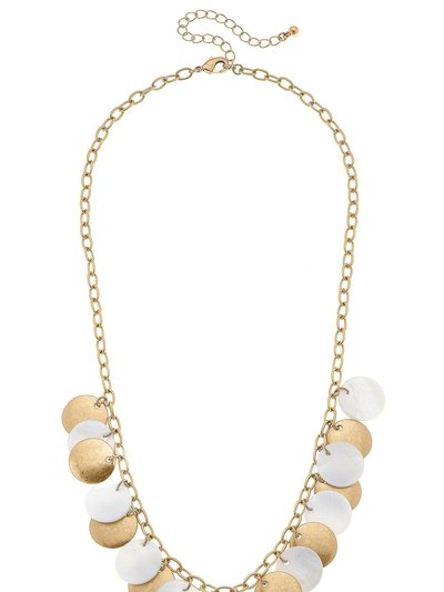 Canvas Style Naya Pearl And Gold Disc Statement Necklace product
