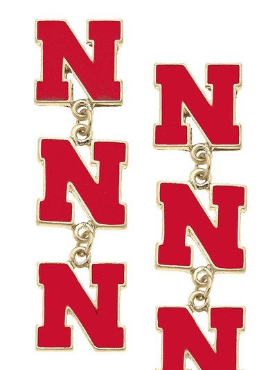 Canvas Style Nebraska Cornhuskers Triple Drop Enamel Earrings product