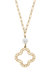 Nicole Pearl & Greek Keys Clover Pendant Necklace - Worn Gold