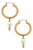 Nina Pearl Drop Hoop Earrings - Worn Gold