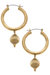 Nina Ribbed Metal Drop Hoop Earrings - Worn Gold