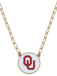 Oklahoma Sooners Enamel Disc Pendant Necklace - White