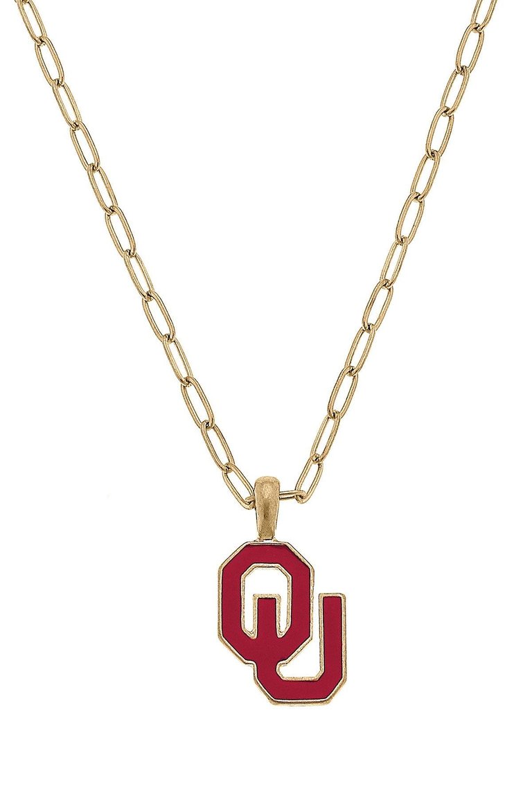 Oklahoma Sooners Enamel Pendant Necklace - Crimson